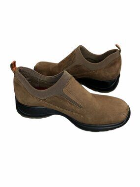 Bass Rally Clogs Suede Womens 7M Slip Ons Loafers Brown Leather Thick Soles